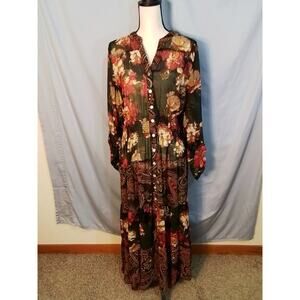 Happy Springs multi color semi sheer maxi dress.